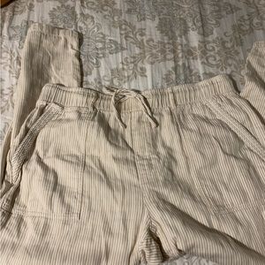 Old Navy white pants with brown stripes
